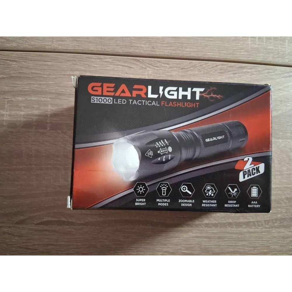 GearLight S1000 LED Tactical Flashlight 2 Pack Zoomable High Lumen Black New